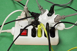 Watch out for loose cords if you need to childproof outlets in your home.